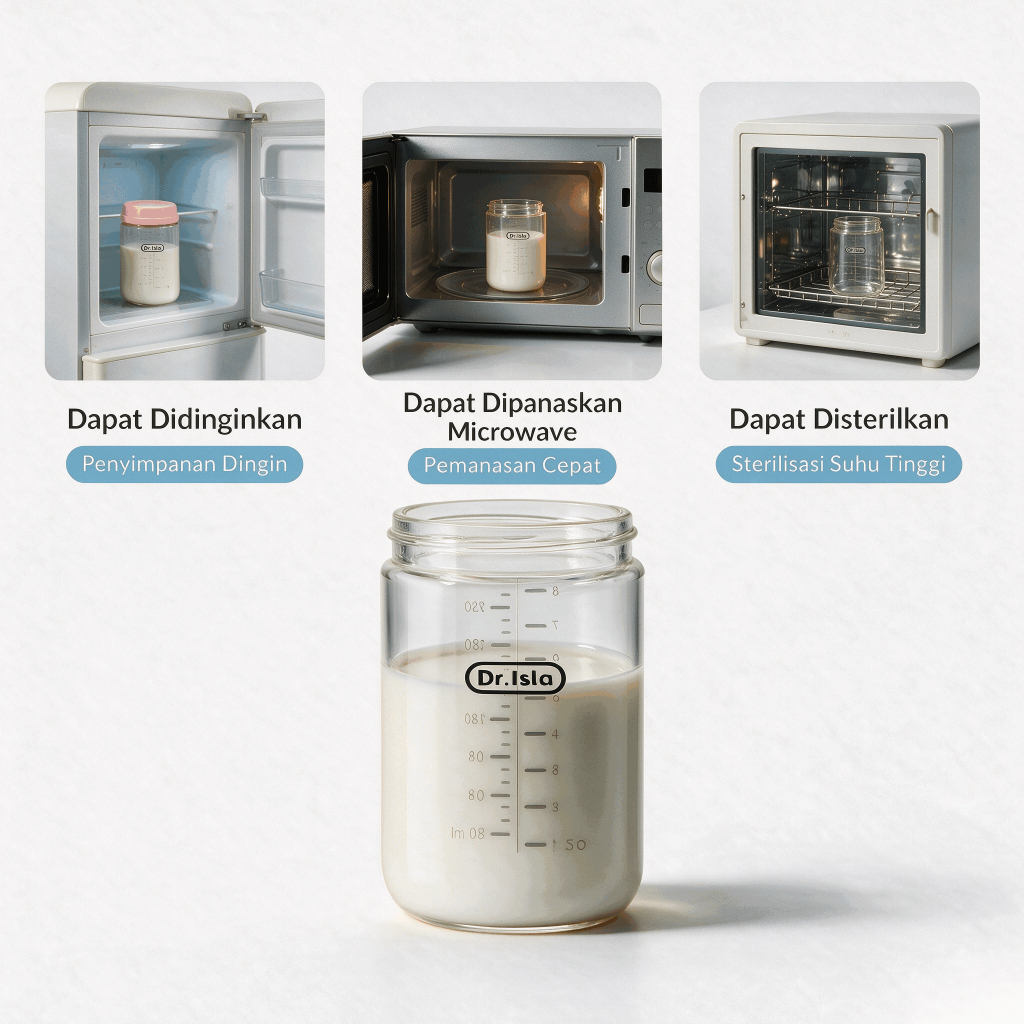 Botol ASI Kaca Dr.isla 90ml 160ml 240ml BPA Free Sertifikasi Kemenkes Foto 2