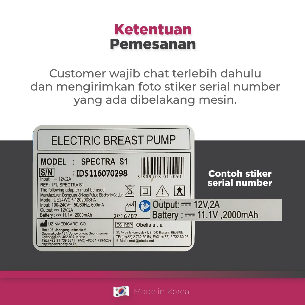Adaptor Charger SPECTRA 6V 1A Model UES06W0CP untuk Pompa ASI Tipe Q+ Foto 2