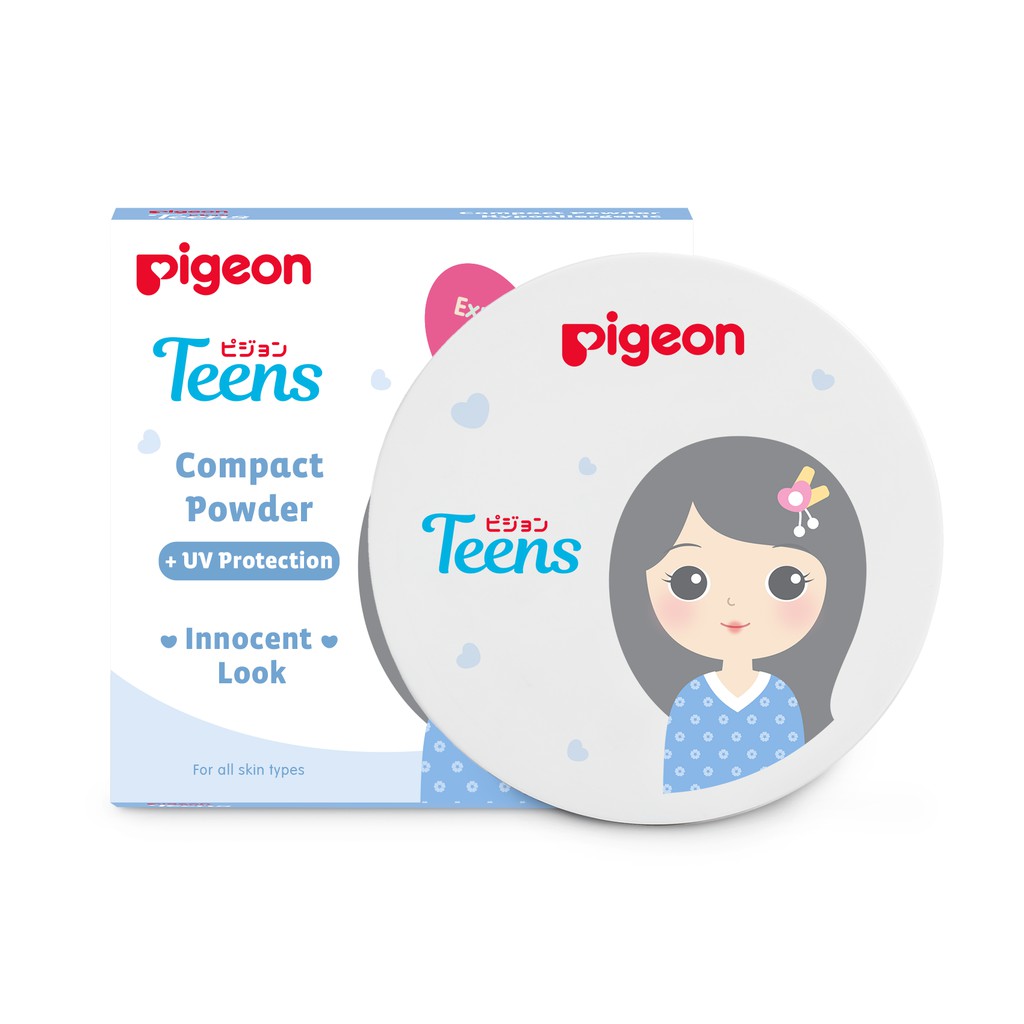 Bedak Padat Pigeon Teens Compact Powder UV Protection 14gr Natural Warna Sawo Matang