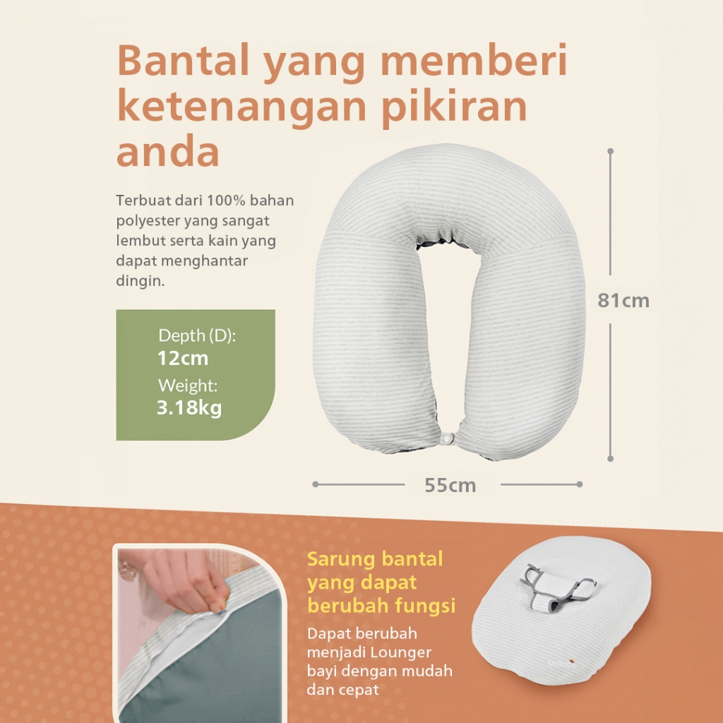 Bantal Menyusui Unilove Rusty Pink Foto 8