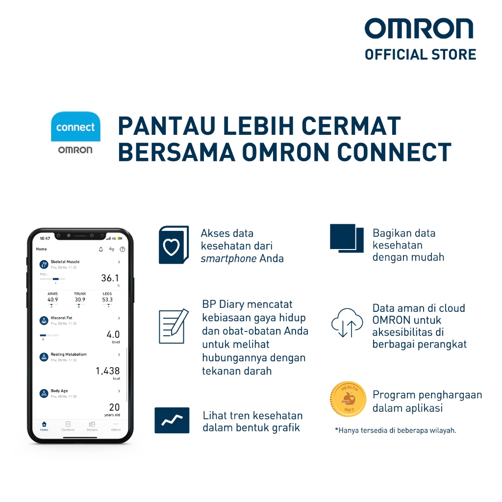 Timbangan Badan Digital OMRON HN-300T2 Bluetooth BMI Layar LCD Backlight 150kg Foto 8