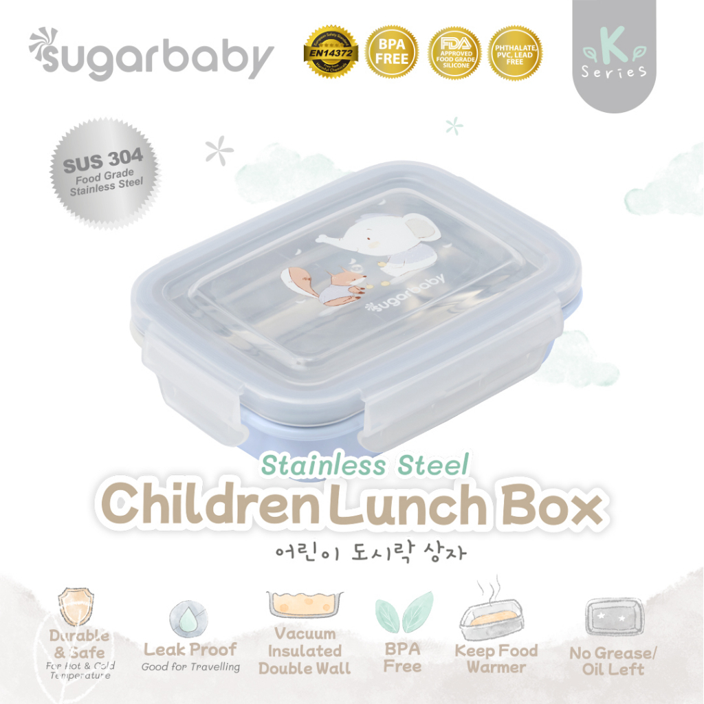 Kotak Makan Anak SUGAR BABY Stainless Steel SUS 304 Double Layer 320 ml Nature Foto 4
