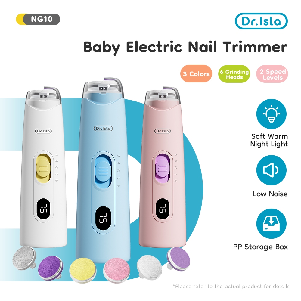 Gunting Kuku Bayi Elektrik Dr.isla NG10 Rechargeable 4 Mode dengan 6 Kepala Penggiling Foto 2
