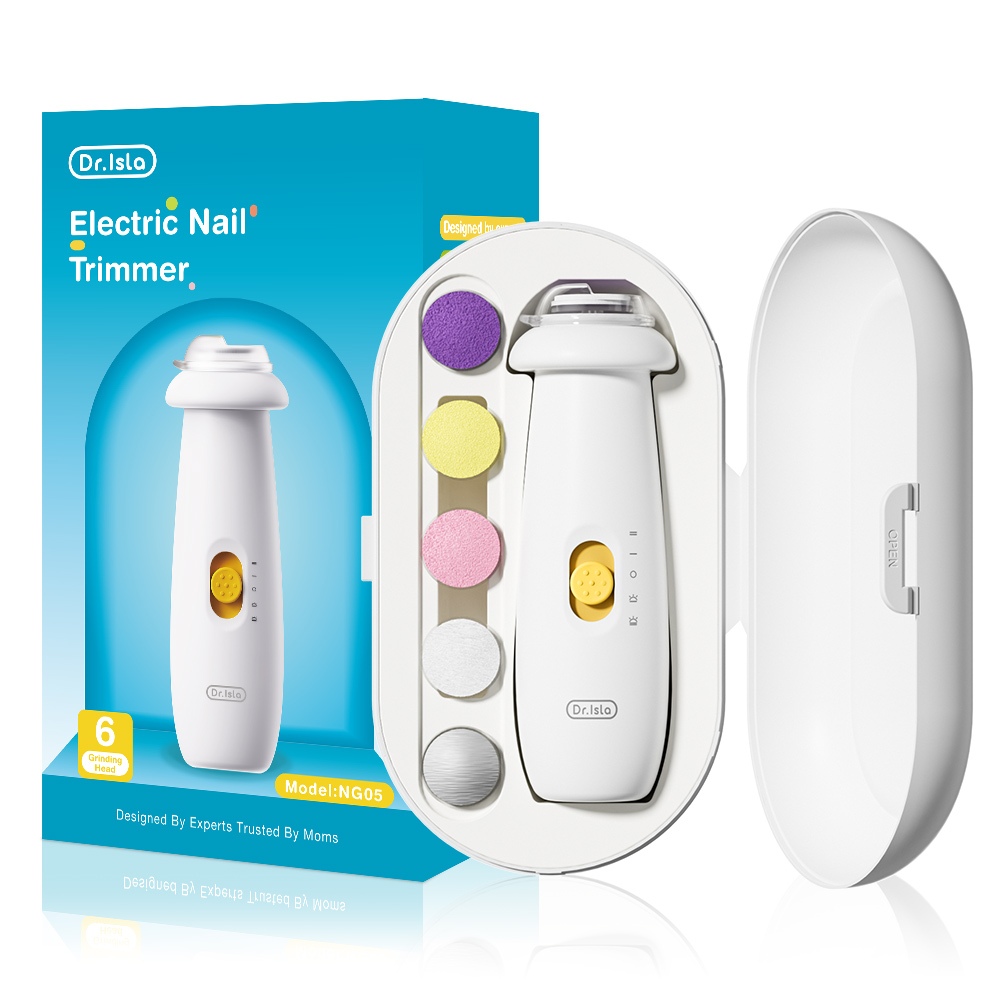 Gunting Kuku Bayi Elektrik Dr.isla NG10 Rechargeable 4 Mode dengan 6 Kepala Penggiling Foto 8